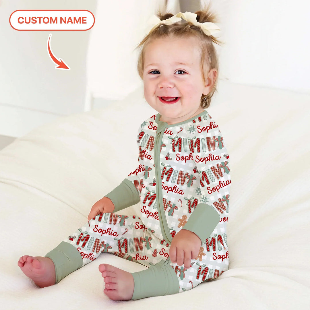 Custom Name Mama Mini Matching Christmas Convertible Zippy (Green) - Zumbamboo