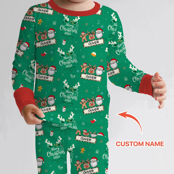 Custom Name "Merry Christmas My Deer" For Boy - Two Piece Long Sleeve Pajama Set - Zumbamboo