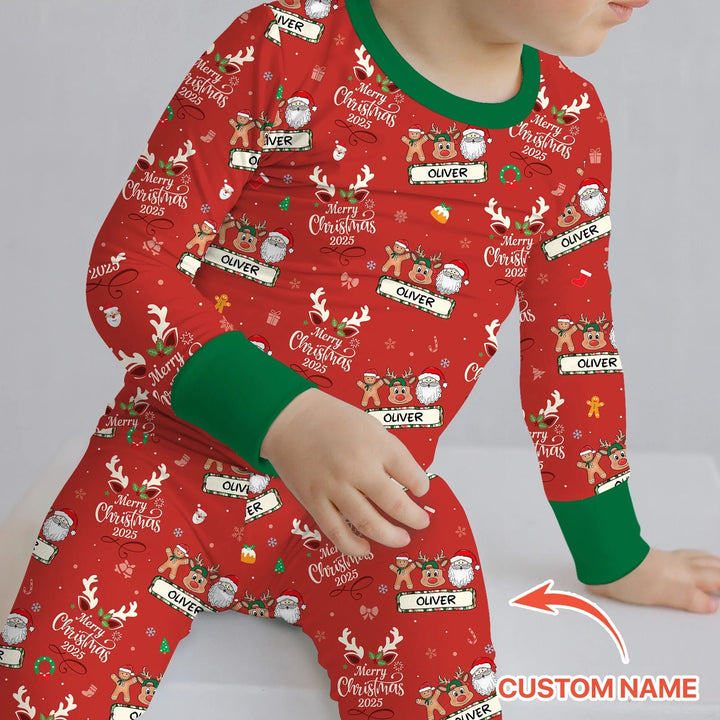 Custom Name "Merry Christmas My Deer" For Boy - Two Piece Long Sleeve Pajama Set - Zumbamboo