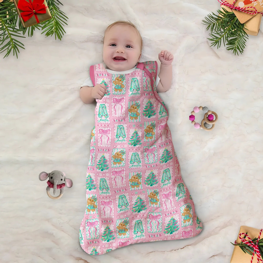 Custom Name "Merry Pink Christmas" Sleep Bag - Zumbamboo