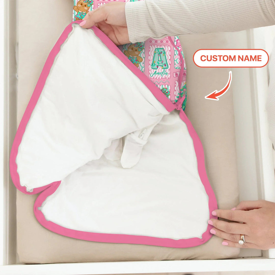 Custom Name "Merry Pink Christmas" Sleep Bag - Zumbamboo