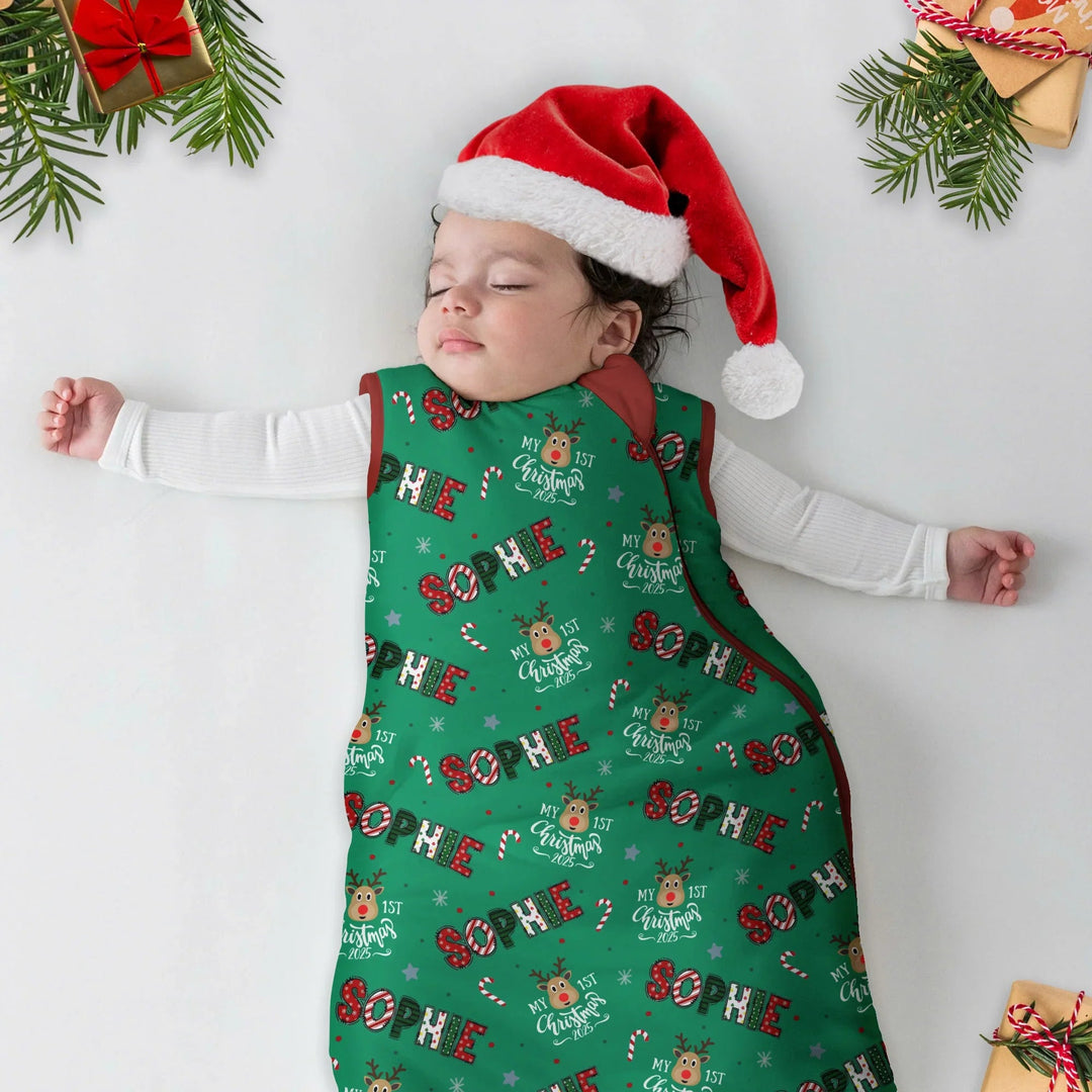 Custom Name "My First Christmas 2025" Sleep Bag - Zumbamboo