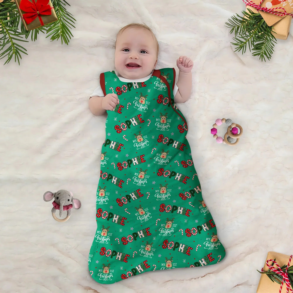 Custom Name "My First Christmas 2025" Sleep Bag - Zumbamboo