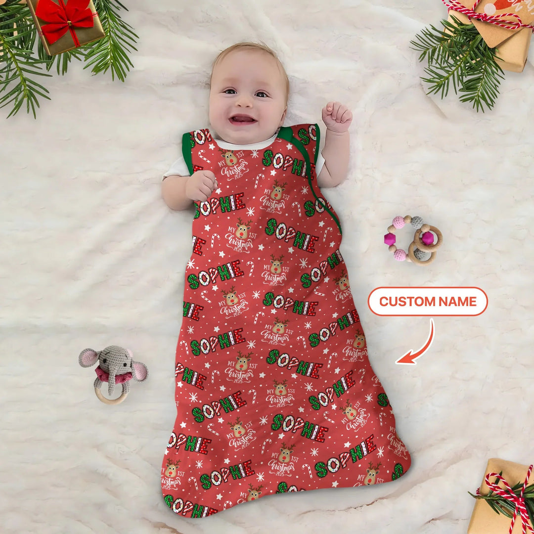 Custom Name "My First Christmas 2025" Sleep Bag - Zumbamboo