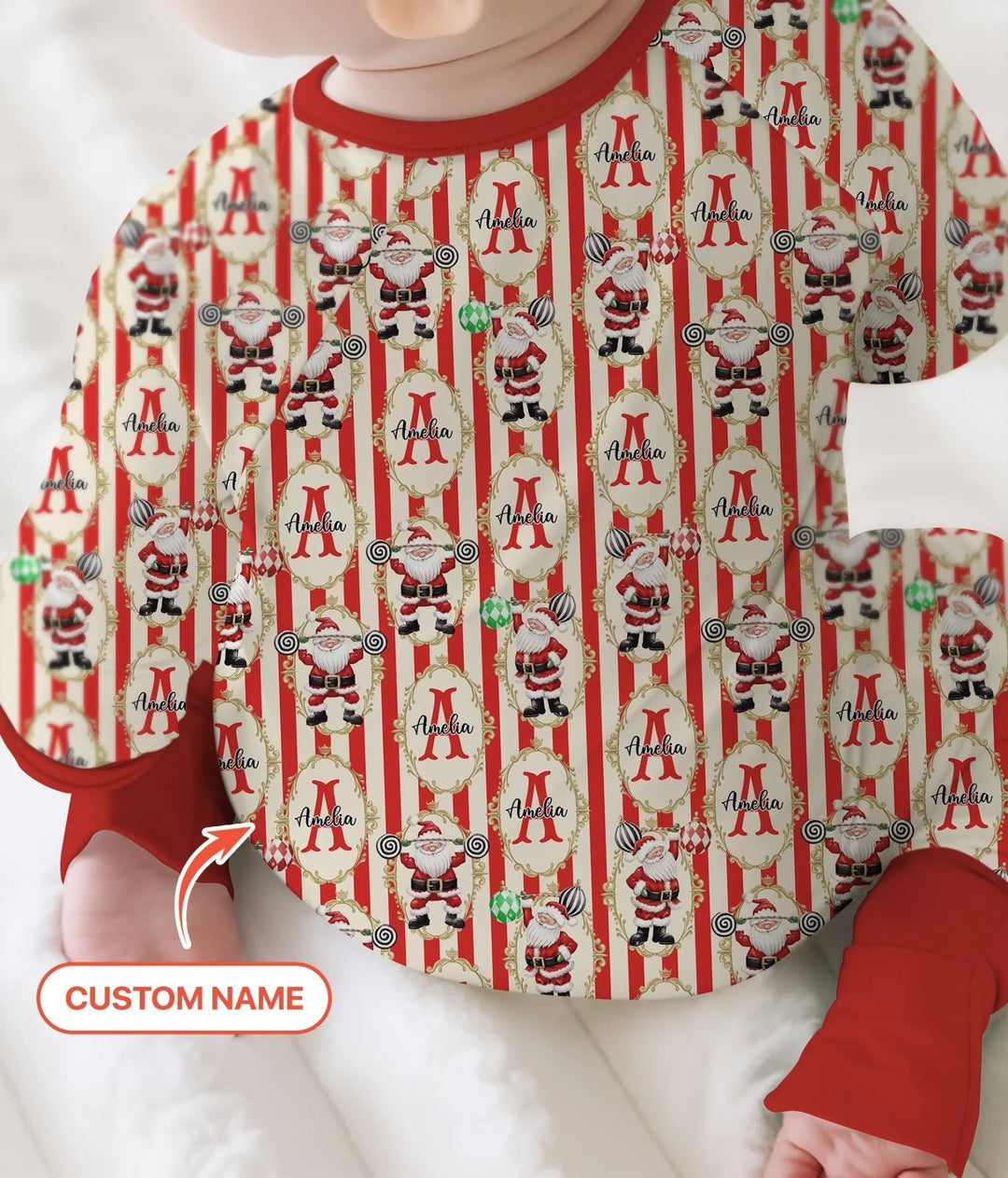 Custom Name Santa Stripes Convertible Zippy - Zumbamboo