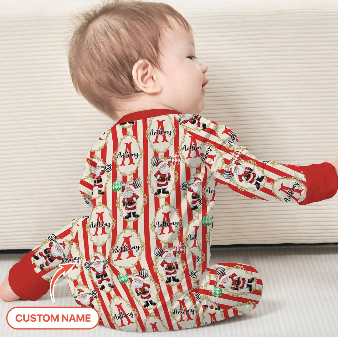 Custom Name Santa Stripes Convertible Zippy - Zumbamboo
