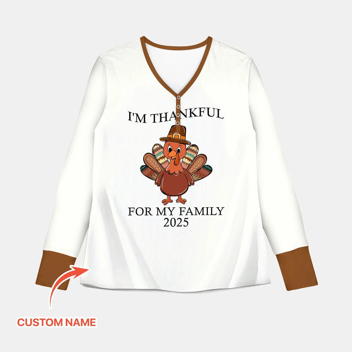 Custom Name Thanksgiving Family Matching Women Pajama Set - Zumbamboo
