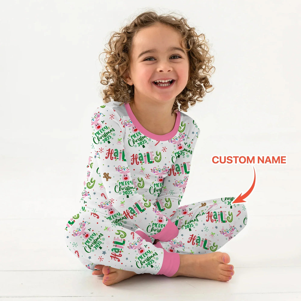 Custom Name "Whimsical Little Things" Two Piece Long Sleeve Pajama Set - Zumbamboo