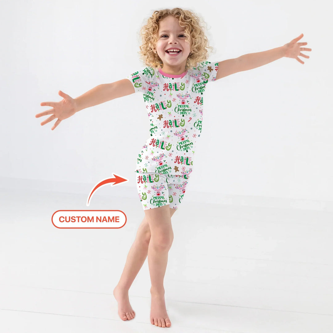 Custom Name "Whimsical Little Things" Two Piece Short Sleeve Shorts Pajama Set - Zumbamboo