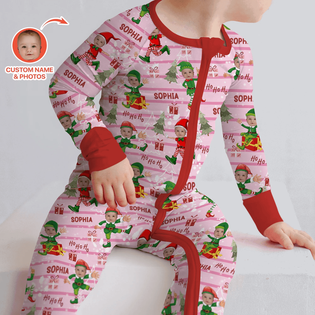 Custom Photo Baby Christmas Elf Convertible Zippy - Zumbamboo