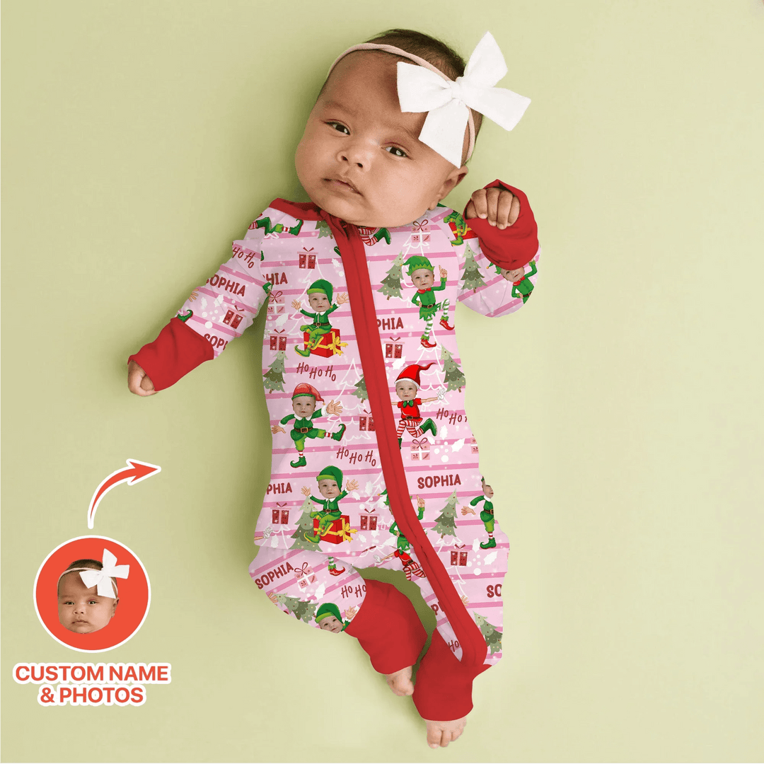 Custom Photo Baby Christmas Elf Convertible Zippy - Zumbamboo