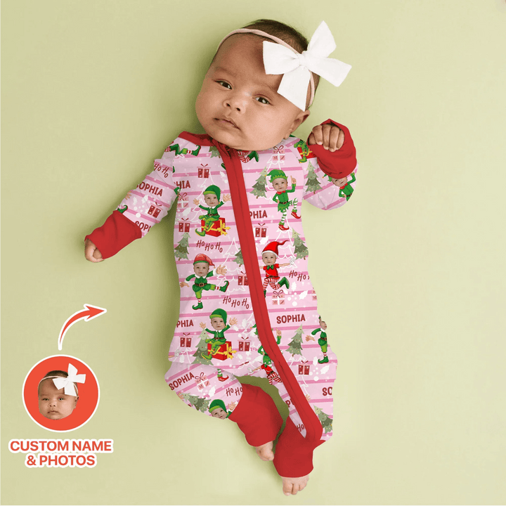 Custom Photo Baby Christmas Elf Convertible Zippy - Zumbamboo