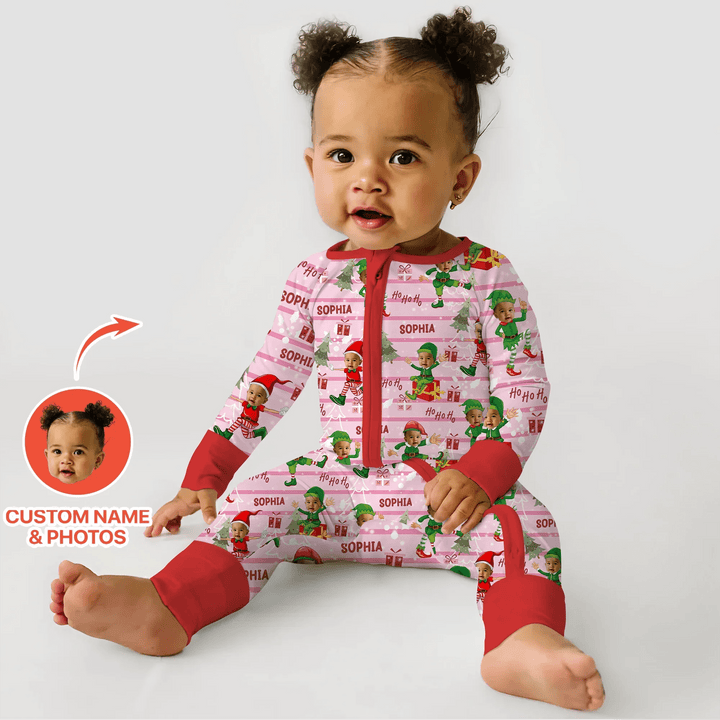 Custom Photo Baby Christmas Elf Convertible Zippy - Zumbamboo
