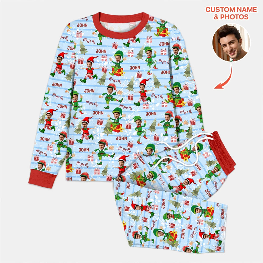 Custom Photo Baby Christmas Elf Men's Pajama Set - Zumbamboo