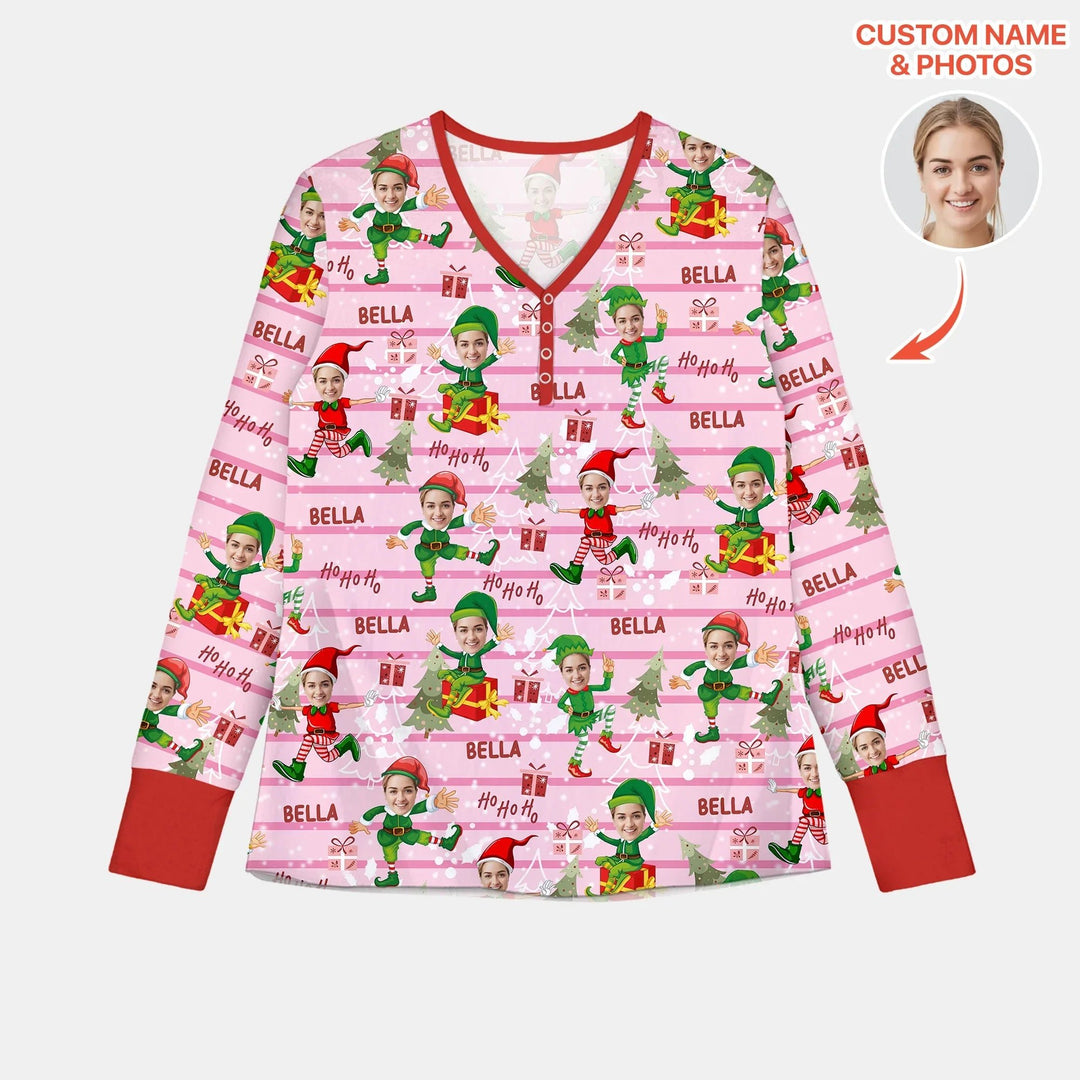Custom Photo Baby Christmas Elf Women Pajama Set - Zumbamboo