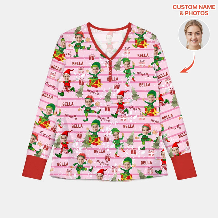 Custom Photo Baby Christmas Elf Women Pajama Set - Zumbamboo