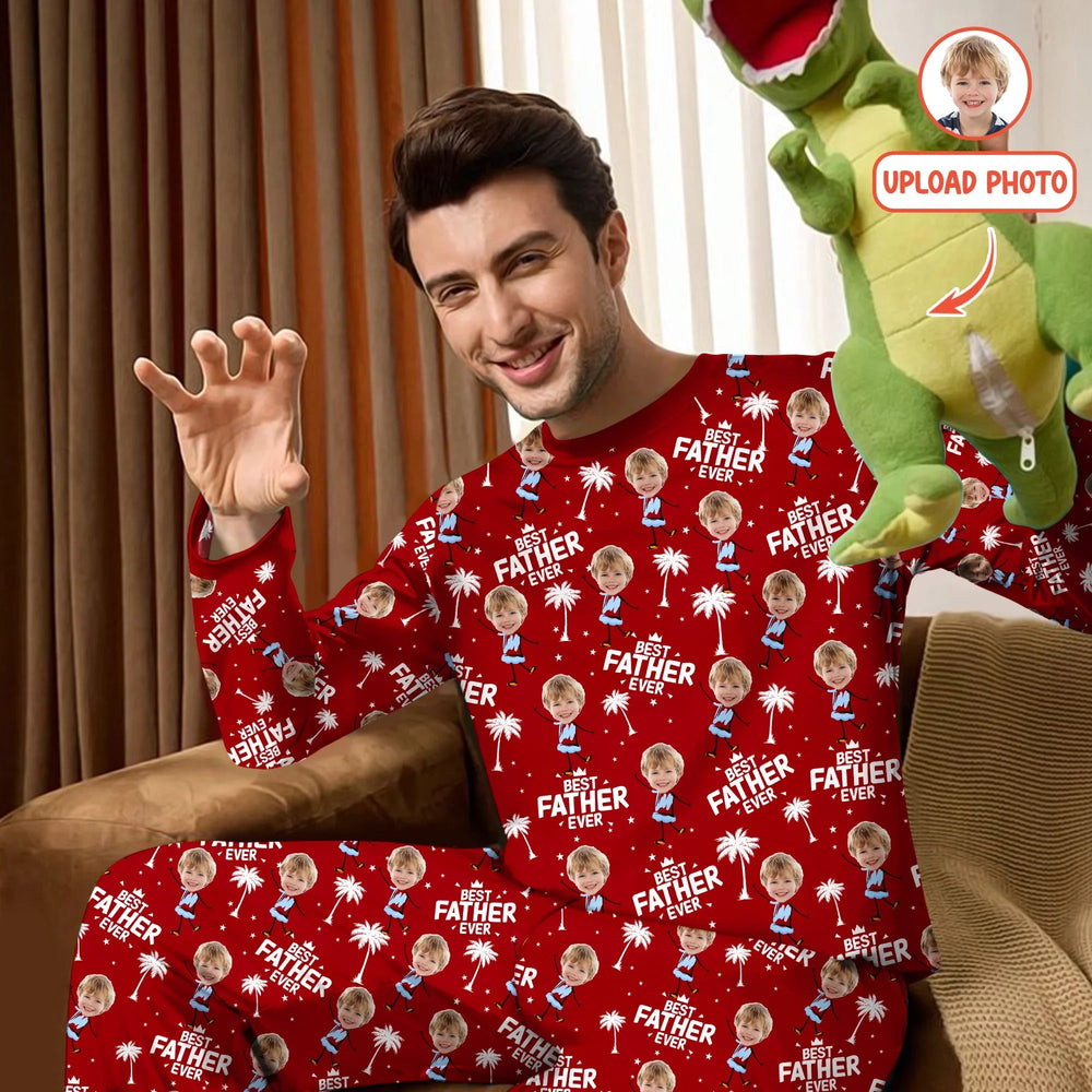 Custom Photo Best Dad Grandpa Ever Men's Pajama Set For Christmas - Zumbamboo