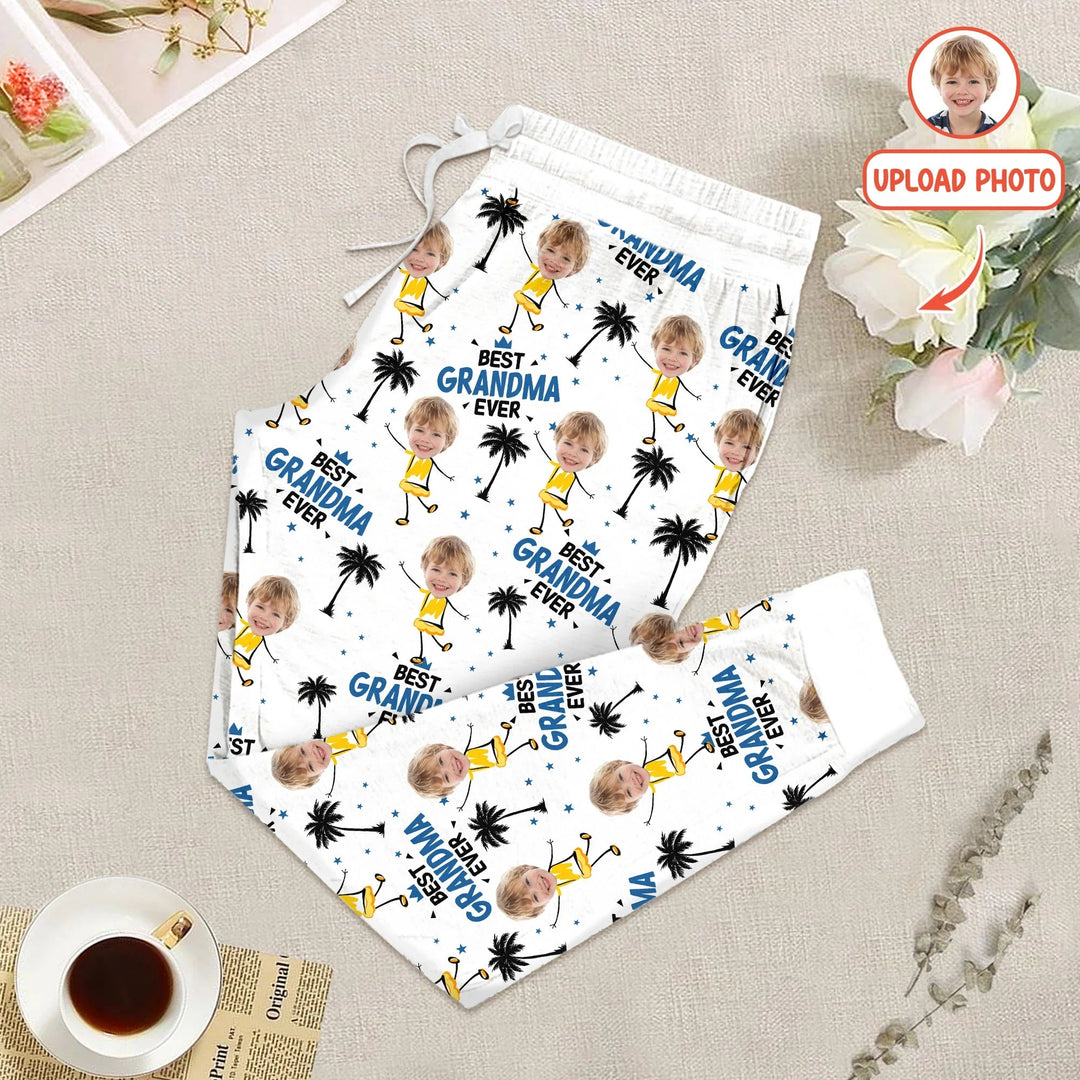 Custom Photo Best Mom Nana Ever Two Piece Long Sleeve Pajama Set For Christmas - Zumbamboo