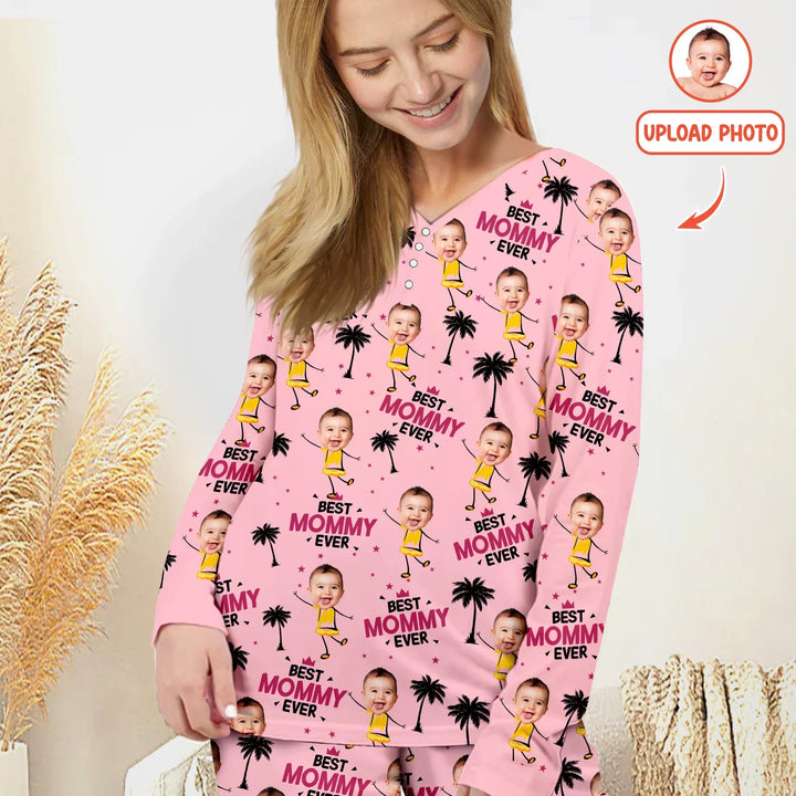 Custom Photo Best Mom Nana Ever Women Pajama Set For Christmas - Zumbamboo