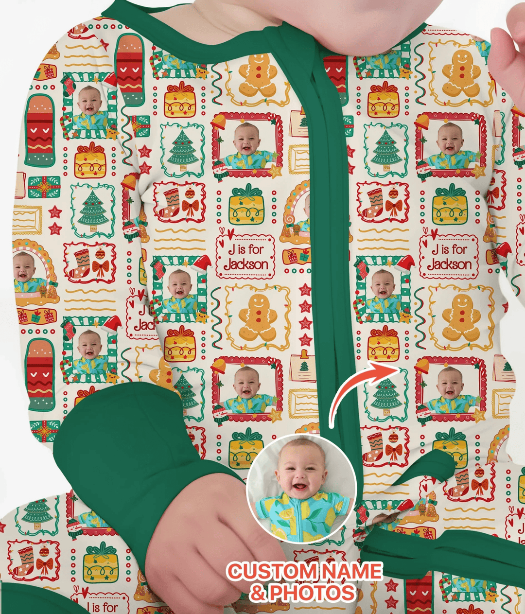 Custom Photo Christmas Frame Custom Name Convertible Zippy - Zumbamboo