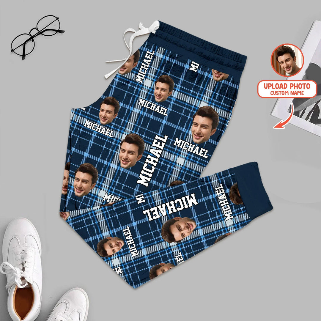 Custom Photo & Name Christmas Plaid Women Pajama Set - Zumbamboo