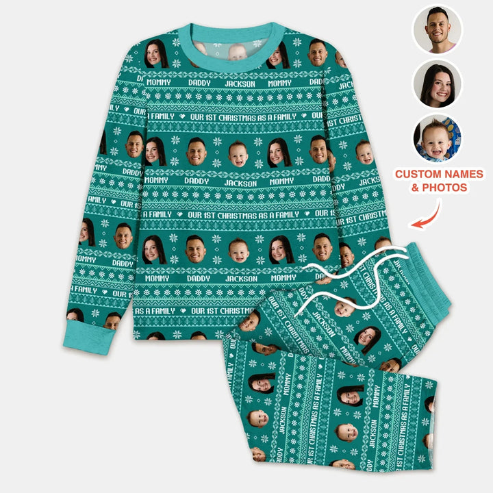 Custom Photo Our 1st Christmas as a Family Custom Men's Pajama Set - Zumbamboo