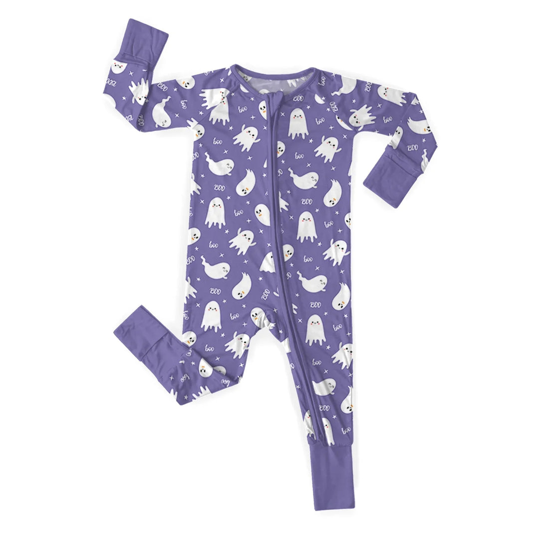 Halloween Cute Ghost Convertible Zippered Romper , Halloween Cute Ghost Convertible Zippered Romper - Newborn