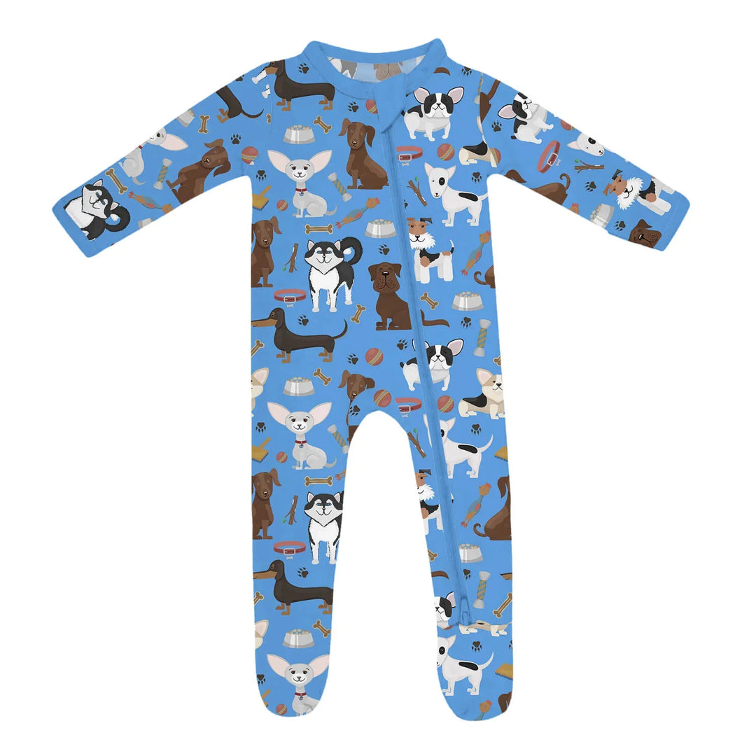 Dapper Dogs Zippered Footie Romper , Dapper Dogs Zippered Footie Romper - Newborn