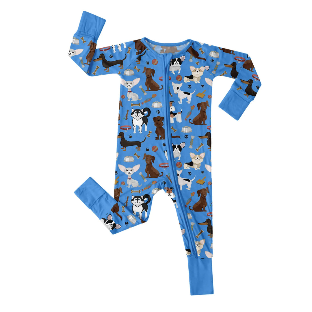 Dapper Dogs Convertible Zippered Romper , Dapper Dogs Convertible Zippered Romper - 0-3M