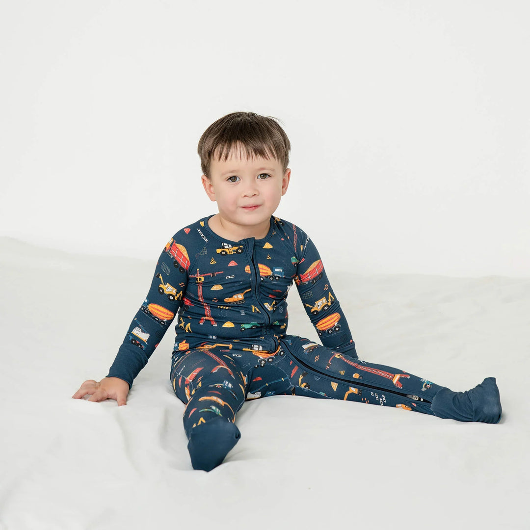 Dark Slate Gray Construction Convertible Zippered Romper - Zumbamboo