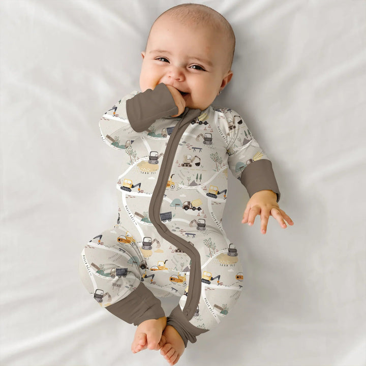 Diggers Route Map Convertible Zippered Romper - Zumbamboo