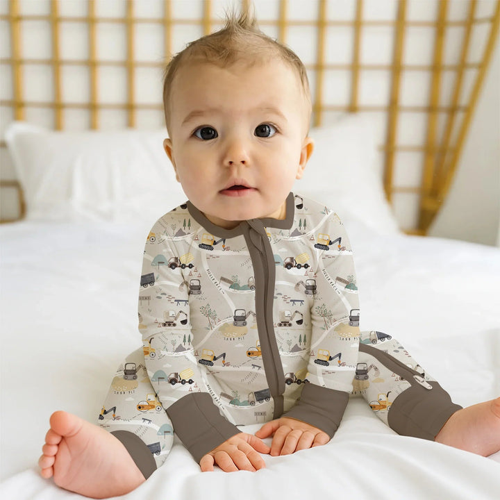 Diggers Route Map Convertible Zippered Romper - Zumbamboo