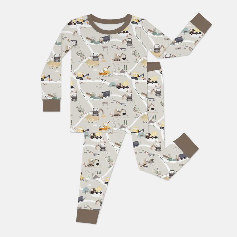 Diggers Route Map Two Piece Long Sleeve Pajama Set - Zumbamboo