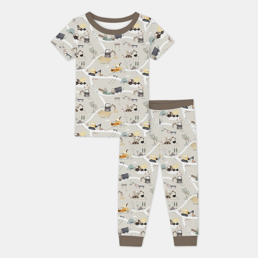 Diggers Route Map Two Piece Short Sleeve Pajama Set - Zumbamboo