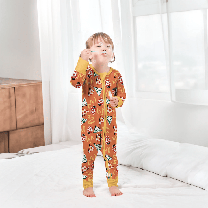 Doodle Pizza Convertible Zippered Romper - Zumbamboo