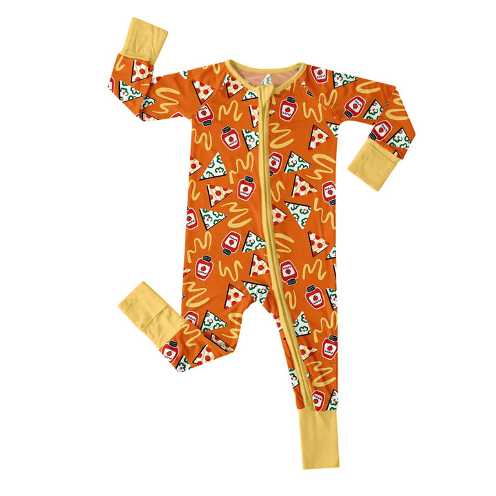 Doodle Pizza Convertible Zippered Romper - Zumbamboo