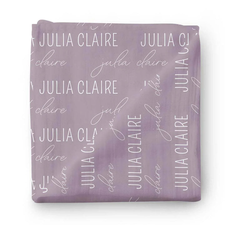 Personalized Baby Name Swaddle Blanket Block & Script , Personalized Baby Name Swaddle Blanket Block & Script - Script / Dusty Purple