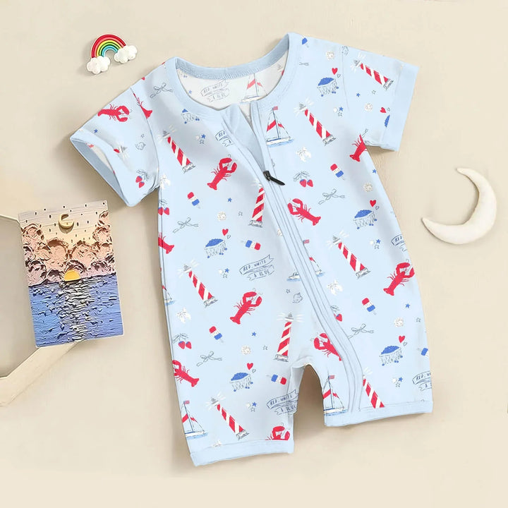 East Coast Shorty Zippered Romper - Zumbamboo