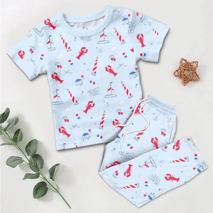 East Coast Two Piece Short Sleeve Pajama Set - Zumbamboo