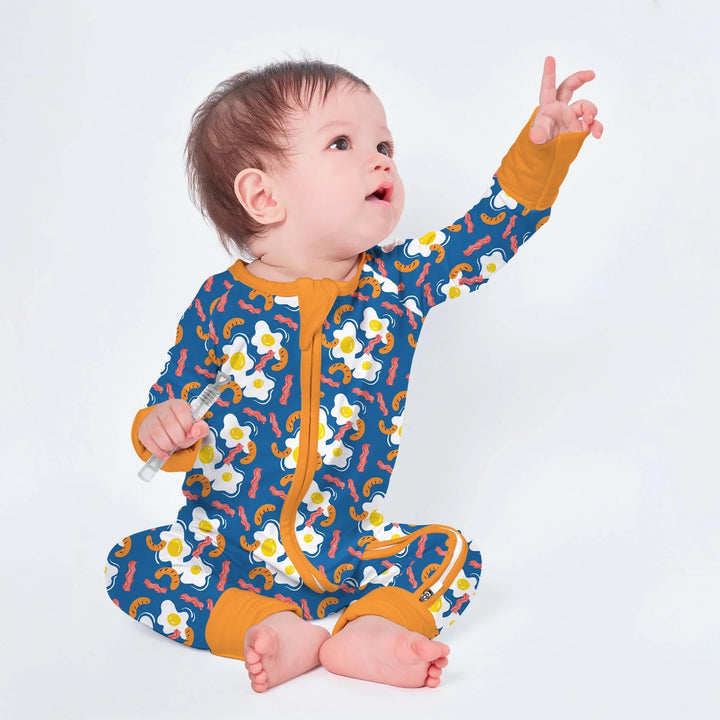 Egg And Hot Dog Breakfast Convertible Zippered Romper - Zumbamboo