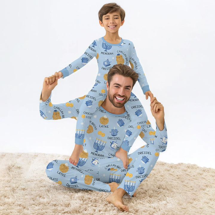 Family Hanukkah Matching Two Piece Short Sleeve Shorts Pajama Set