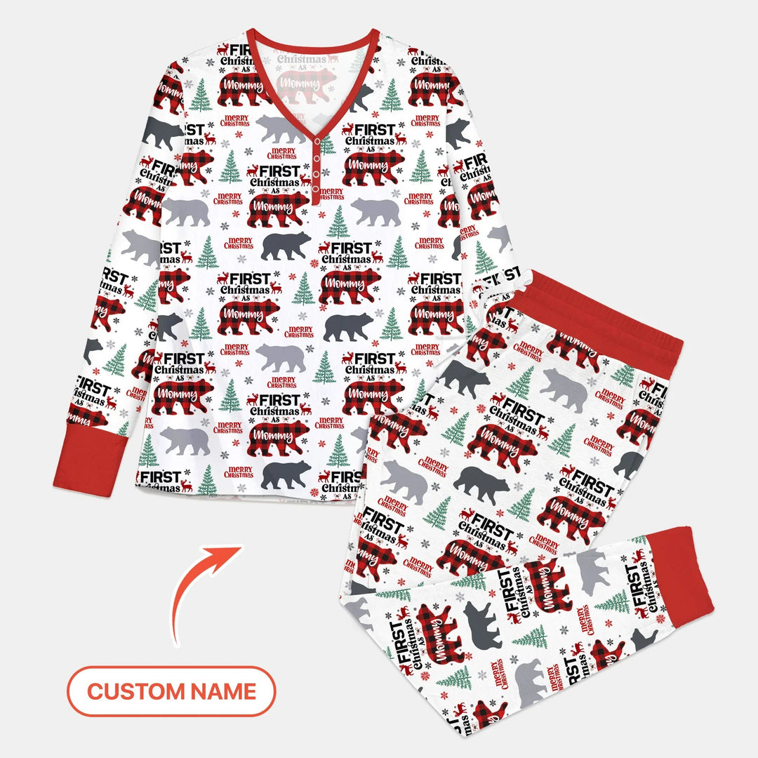Family Bear First Christmas Women Pajama Set - Zumbamboo