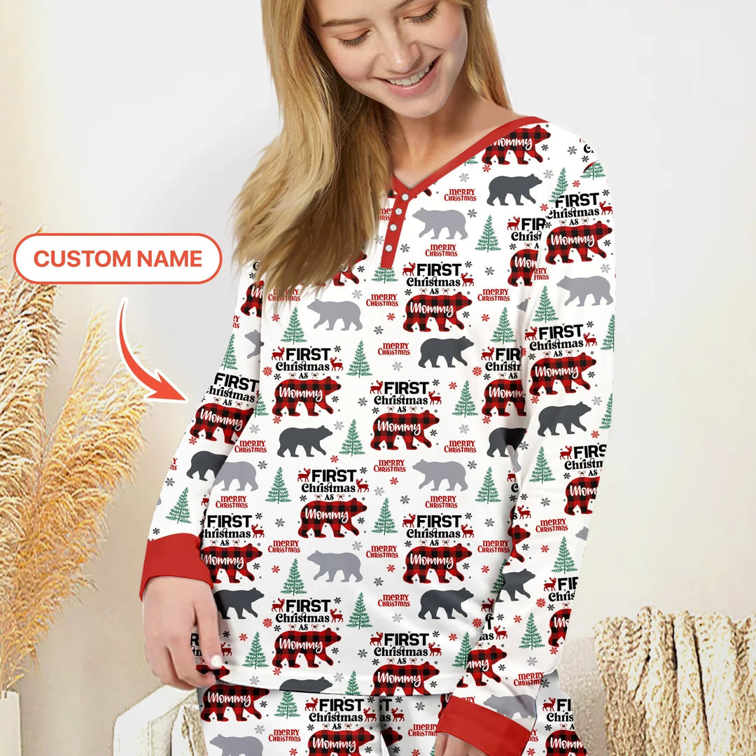 Family Bear First Christmas Women Pajama Set - Zumbamboo
