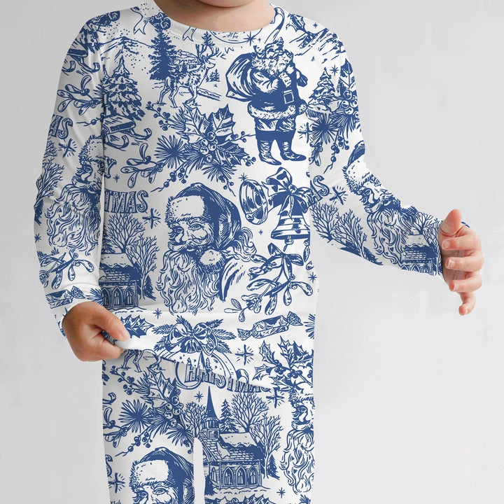 Family Christmas Chinoiserie Custom Color Pajama Two Piece Long Sleeve Pajama Set - Zumbamboo