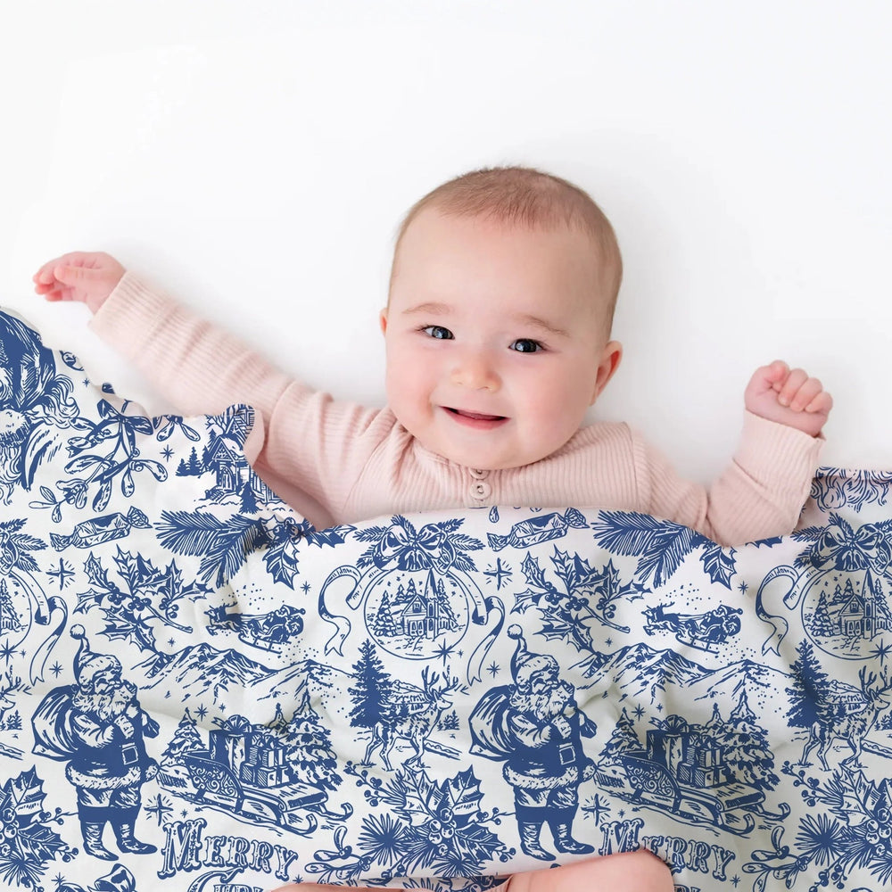 Family Christmas Chinoiserie Pajama Custom Toddler Blanket - Zumbamboo