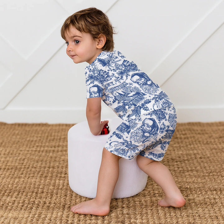 Family Christmas Chinoiserie Pajama Two Piece Short Sleeve Shorts Pajama Set - Zumbamboo