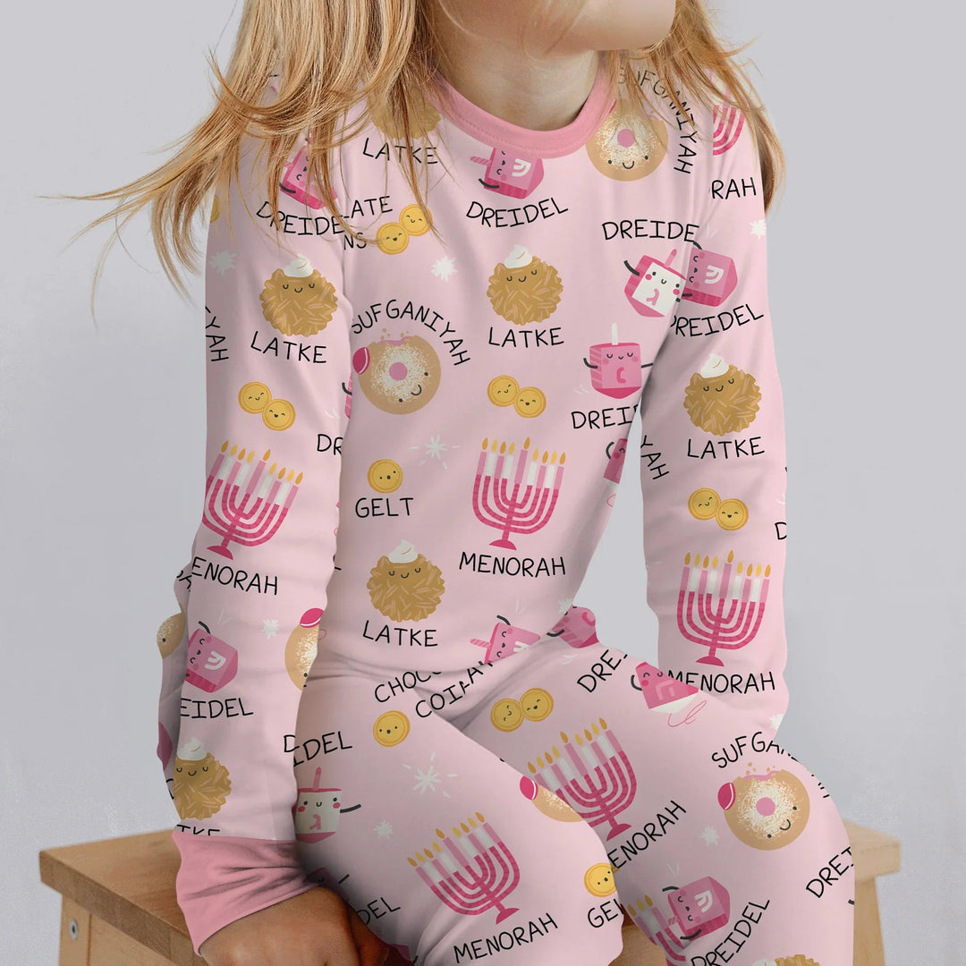 Family Hanukkah Matching Two Piece Long Sleeve Pajama Set - Zumbamboo