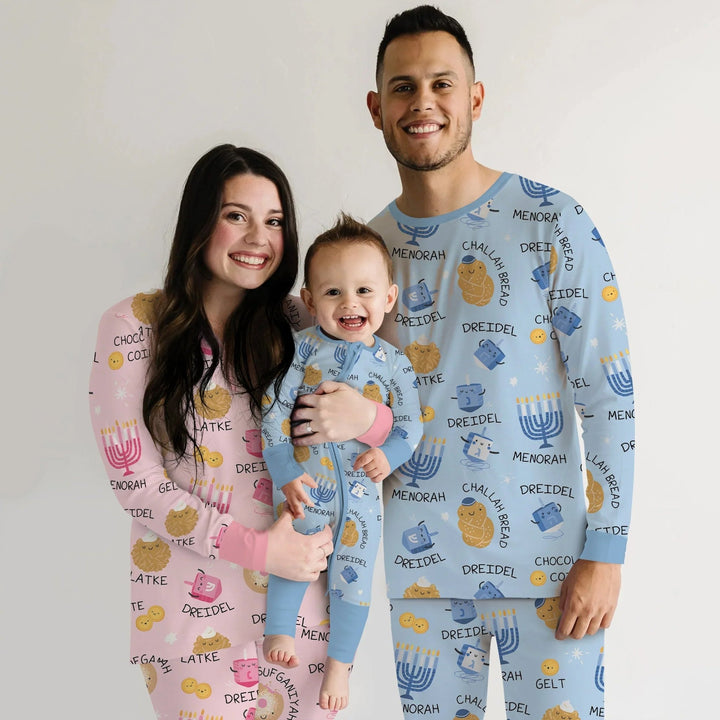Family Hanukkah Matching Two Piece Long Sleeve Pajama Set - Zumbamboo