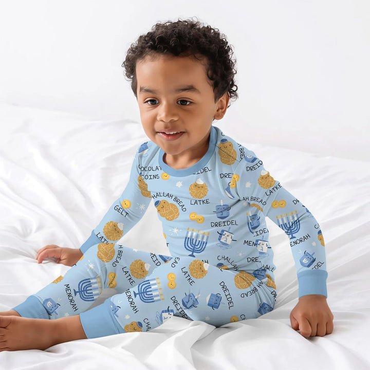 Family Hanukkah Matching Two Piece Long Sleeve Pajama Set - Zumbamboo
