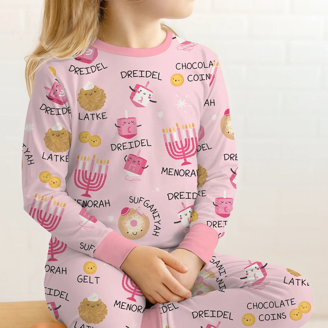 Family Hanukkah Matching Two Piece Long Sleeve Pajama Set - Zumbamboo